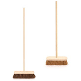 Twin Pack of 10" Wooden Soft and Stiff Sweeping Brush Broom & Handle
